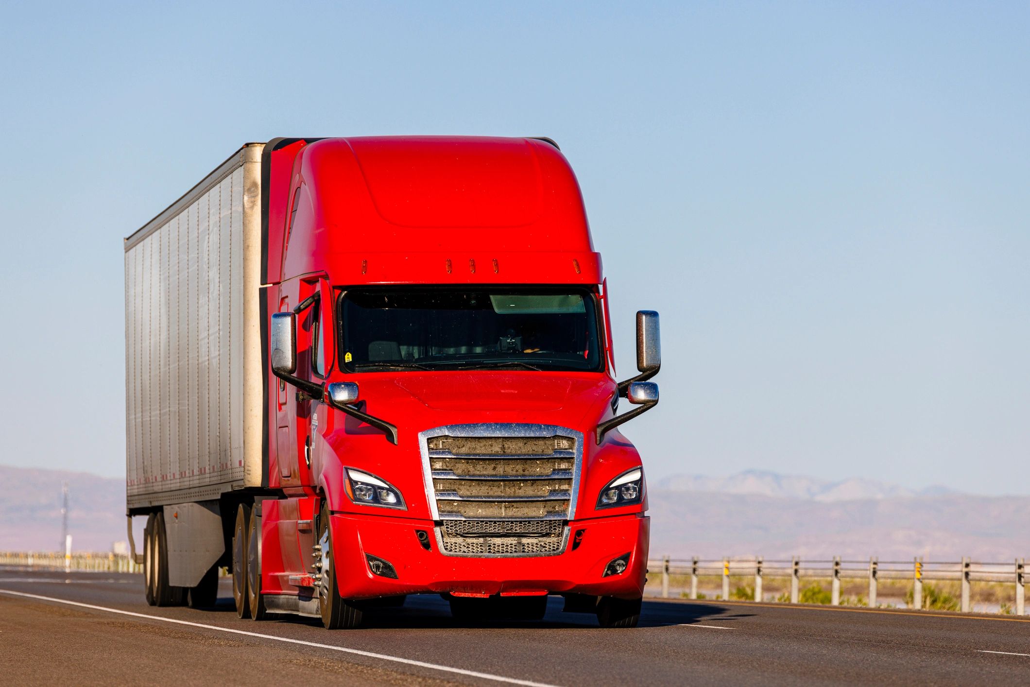 Commercial truck traveling on a highway