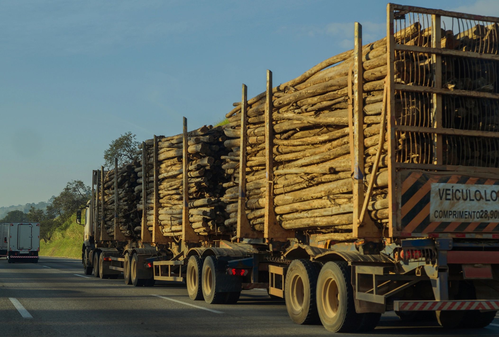 Loaded semi-truck transporting freight on the highway