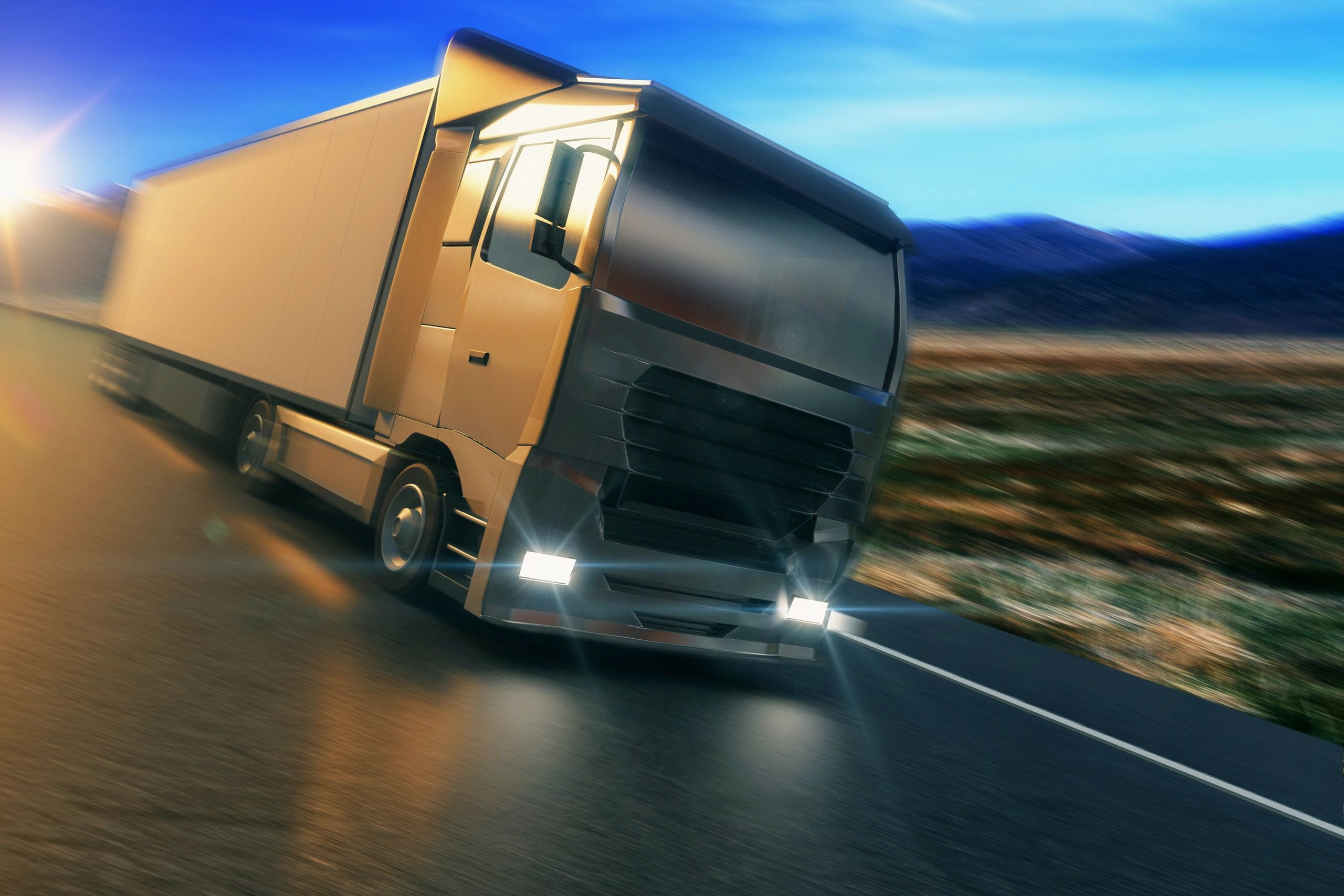 Truck in motion on the road